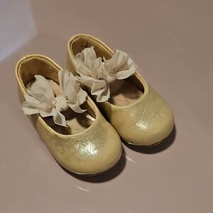 Next Gold Kids Dress Shoes with Floral Detail
